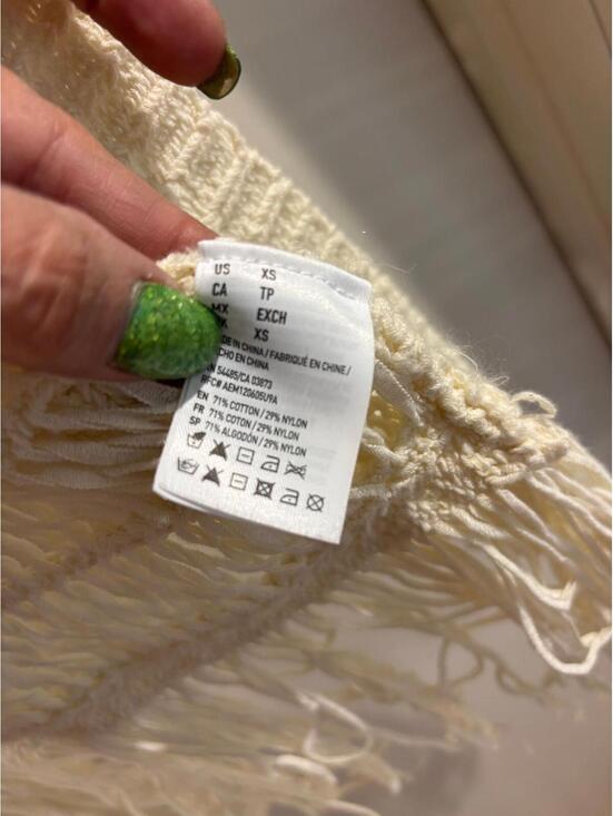 American Eagle Boho Crochet Fringe Cardigan XS Kimono Festival Beach Cover Up - Picture 4 of 5